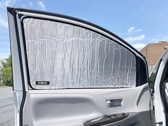Side Window Front Seat Reflective Sunshade Custom Fit for 2011 2012 2013 2014 2015 2016 2017 2018 2019 2020 Toyota Sienna Minivan, L, LE, SE, XLE, Limited, UV Reflector Accessories (2pcs)