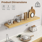 48 Inch Floating Shelves for Wall, 8 Inch Deep Floating Shelf for Storage & Display, Rustic Wall Mounted Shelf with Invisible