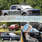 3PCS Car Window Shades Front Windshield Sun Shade Foldable Window Shade Custom Fit for 2021-2024 Fo-rd F-150 Accessories Car Shades for Front Windows Anti-UV Rays Block Heat