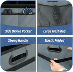 Simple Deluxe Car Trunk Organizer with Lid, Collapsible 2 Compartment 50L Automotive Storage Box with 5 Pocket, 600D Waterproo