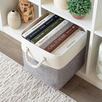 OrganiHaus 11x11 Cube Storage Bins 4 Pack, Foldable Cube Storage Organizer w/ Rope Handles, Collapsible Fabric Bins for Toys,