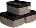 NaturalCozy Storage Baskets 16.8”x13”x7.6” Cotton Rope Woven Baskets for Organizing 3-Pack | Toy Storage Bins | Basket for Sh