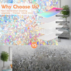 Hilarious Rainbow Window Privacy Film Glass Door Privacy Film Static Cling Tint Frosted 3D Decorative Window Film Sticker Privacy Decals Non-Adhesive Removable Stained Glass Film(27.55'' x 78.7'')