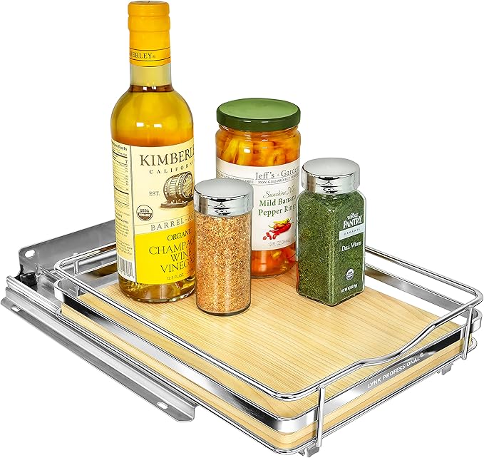 LYNK PROFESSIONAL® Élite™ Pull Out Spice Organization for Cabinets - 8-3/8 inch Wide – Spice Rack for Inside Cabinets – Wood/