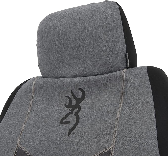 Browning Universal Front and Bench Seat Covers, Water Resistant for Car, Truck, and SUV , Chevron (Heather Gray / Black)