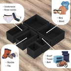 Simple Houseware Underwear Drawer Organizer for Lingerie/Undergarment/Bra/Panty/Sock/Onesie, Set of 6, Black