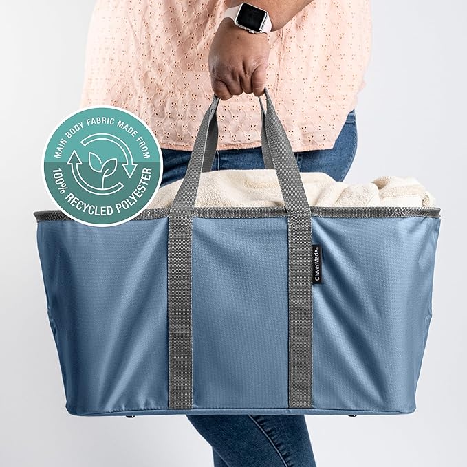 CleverMade Collapsible Laundry Tote 2-Pack (50L) – Foldable Carry-All Storage Bin for Laundry, Car Trunk, RV, Dorm & Home Org