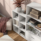 Homes: Inside + Out Apexa 3-Cube Storage Organizer Shelves, Stackable Wood Bookcase Fits Cubby Bins for Organization, Dorm Te