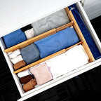 Utoplike Bamboo Drawer Dividers Large, 4'' High Adjustable Kitchen Drawer Organizers for Clothing, Spring Loaded, Works in Ba
