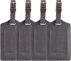 Travelambo Luggage Tags for Suitcases PU Leather Travel Tags Bag Tags Privacy Protection Travel Essentials