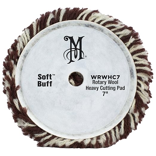 Meguiar's 7" Soft Buff Rotary Heavy Cutting Wool Pad WRWHC7 - Professional Heavy Cutting Pad for Premium Car Detailing, Car Buffing Pad for Use with a Rotary Buffer and Heavy Compound