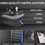CAR PASS Nappa Leather Car Seat Covers Front Seats, Luxury Seat Protector for Cars, Waterproof Anti-Slip Seat Cushion Airbag 