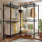 Raybee Clothes Rack with Cover,Clothing Racks for Hanging Clothes Heavy Duty,Portable Closet with Shelves,Adjustable,Loads 90