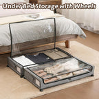 UnderBed Storage Containers, UnderBed Shoe Storage with Wheels, Under Bed Drawers for Clothes Book Blankets, Dorm Bedroom Org