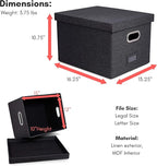 Internet's Best Collapsible File Storage Organizer with Lid - Decorative Linen Filing & Storage Office Box – Hanging Letter/L