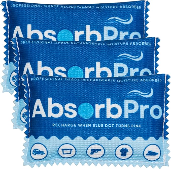 Rechargeable Dehumidifier Bag 3-Pack - 100g Reusable Moisture Absorbers - Silica Gel Packets for Bins, Totes, Gun Safe, Food