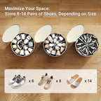 Vailando Shoe Organizer for Closet - Cylindrical Shoe Storage Organizer with Adjustable Dividers for Closet, Foldable Shoe St