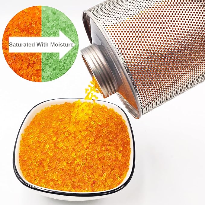 750 Grams 6pcs Gun Safe Dehumidifier, Reusable Canister Desiccant Dehumidifier, Rechargeable 1.65 Lbs Indicating Silica Gel O