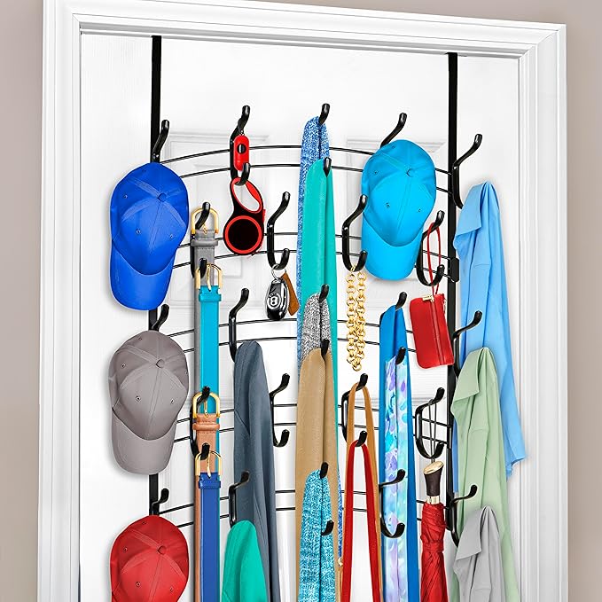 LYNK Professional® Home™ Over the Door Hooks - 46 Hook Over the Door Hanger - Over Door Coat Rack - Hanging Towels or Clothes
