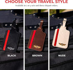 Genuine Leather Luggage Tag with Privacy Flap Set for Men Women Travel Easy with Suitcase Tags Identifiers (Brown, 2 Pack)