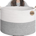 INDRESSME 115L Extra Large Blanket Basket, Soft Cotton Rope Storage Basket for Organizing, Home Decor, Toys, Laundry & Towels