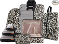 U+U 10 Set Compression Packing Cubes - Ultralight Leopard Travel Organizers with Laundry Bag, Space-Saving Suitcase Organizer