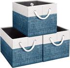 Fab totes Storage Bins [3-Pack], Foldable Storage Baskets for Organizing Toys, Books, Shelves, Closet, Large Storage Box with
