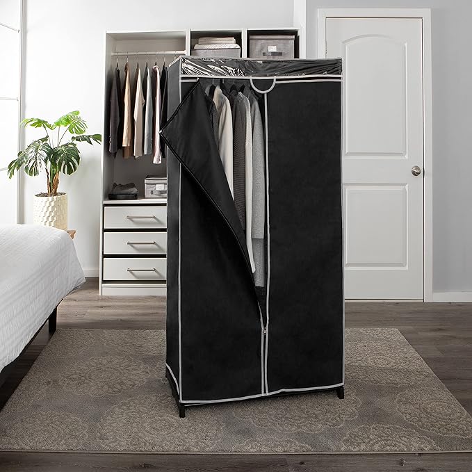Simplify, Organizer, for Clothes and Accessories, Heavy Duty, Hanging Rod, Easy to Assemble in Black 36" Wide Portable Closet