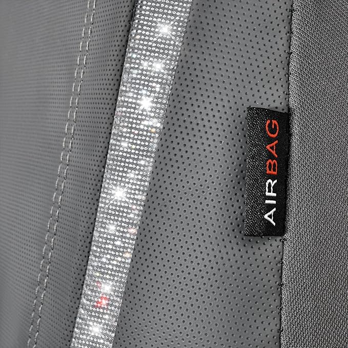CAR PASS Gray Leather Bling Diamond Car Seat Covers 2 Front Interior Sets, Waterproof Universal Shining Glitter Crystal Sparkle Fit for 95% Automotive Truck SUV Cute Women Girl, Gray Rhinestone