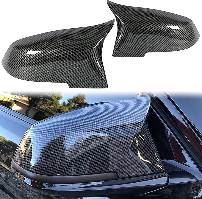 ECOTRIC Side Mirror Covers Door Mirror Cap Compatible with BMW F20 F21 F22 F23 F30 F31 F32 F33 F34 F36 F87 X1 E84 Rearview Replacement Carbon Fiber Style Pair