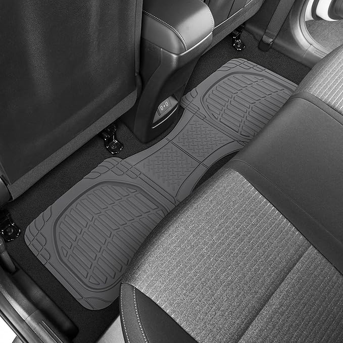 Motor Trend FlexTough Floor Mats for Cars, Gray Deep Dish All-Weather Mats, Waterproof Trim-To Fit Automotive Floor Mats for Trucks SUV, Universal Liner Car Accessories