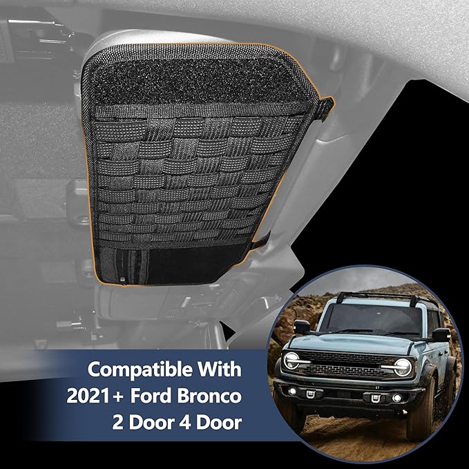 Visor Organizer Sun Visor Molle Panel for Bronco, Tactical Sun Visor Organizer Molle Webbing For Ford Bronco Accessories 2021-2025 Visor Storage Holder Pouch,2 Pack,Fit Driver Passenger Side