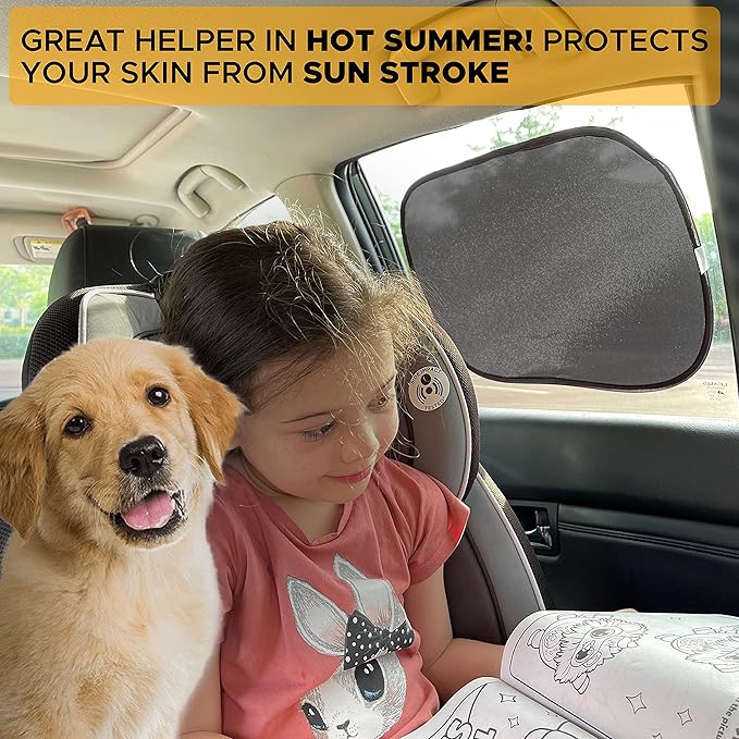 EcoNour Car Side Window Shades | Medium - 2 Pack Sunshade for Kids | Automotive Sun Protection from UV and Sun Glare | Car Baby Accessories (20"x12")