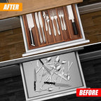 Bellsal Acacia Silverware Organizer Kitchen Drawer Organizer Expandable Bamboo Utensil Holder Cutlery Tray for Kitchen Utensi