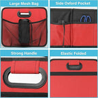 Simple Deluxe Trunk Organizer for Car/SUV/Truck, Collapsible 2 Compartment 50L Automotive Storage Box with 5 Pocket, 600D Waterp