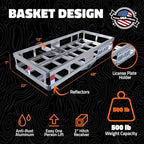 Mockins 49"x22"x7" Aluminum Hitch Cargo Carrier & 20 Cu Ft Waterproof Cargo Bag | 500 lbs. Capacity Hitch Basket | Lightweight Aluminum Cargo Carrier Kit for 2" Receivers w/Locks, Stabilizer & Straps