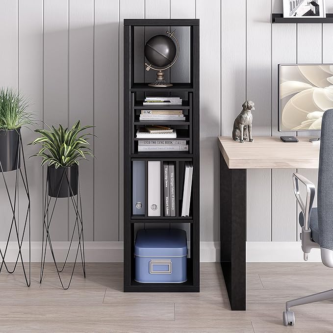 Ballucci 4-Tier Paper Sorter and File Organizer for Desk, Wood Mail Sorter, Fits into IKEA Kalax and ClosetMaid Cube Storage 