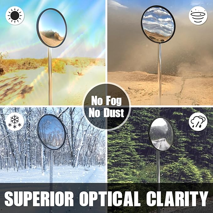 KJE 12" Acrylic Convex Mirror – 160° Wide-Angle Traffic Blind Spot Mirrors, Adjustable Corner Mirror in Garage, Driveways, Stores, Warehouses, For Outdoor and Indoor Use