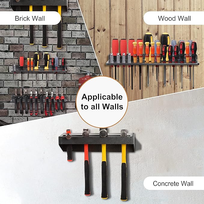 Screwdriver Organizer，Metal Screwdriver Organizers, Hammer Rack，Pliers Organizer, Wall Mounted Tool Organizers for Workshop，S