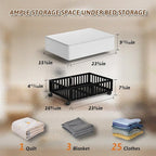 Bamboo Under Bed Storage Containers with Wheels, Rolling Under the Bed Shoe Storage Bins, Wood Stackable Underbed Drawers wit