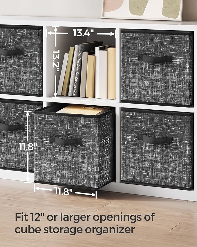 SONGMICS Storage Cubes, 11.8 x 11.8 x 11.8 Inches Non-Woven Fabric Bins with Double Handles, Set of 8, Closet Organizers for 