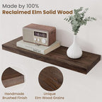 Floating Shelves for Wall Decor, 8 Inch Deep Rustic Solid Elm Wood Floating Shelves Wall Mounted, Wall Shelves with Invisible