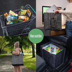 VENO 4 Pack Reusable Grocery Bags with Hard Bottom, Heavy-Duty Shopping Bags for Shopping Cart (Windowpane, 4 Pack)
