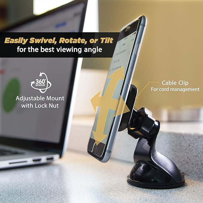 Scosche MAGWSM-SP MagicMount Magnetic Car Phone Holder Windshield or Dashboard Mount - 360 Degree Adjustable Head, Universal with All Devices - Suction Mount