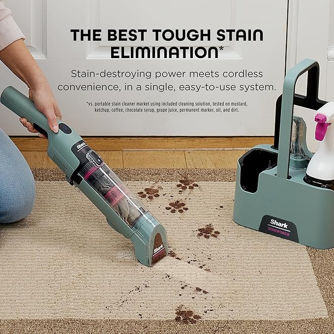 Shark StainForce Cordless Portable Spot, Stain, & Odor Remover System for Carpets, Area Rugs, Upholstery, Stairs, with Storag