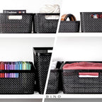 BINO | Woven Plastic Basket | Medium (Black), 4-Pack | THE JUTE COLLECTION | Home Organization, Space - Saving Storage, Styli