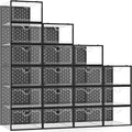 Pinkpum 18 Pack X-Large Shoe Storage Boxes Fit Size 12, Shoe Organizer for Closet Clear Plastic Stackable Shoe Dispaly Case H