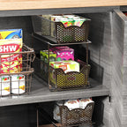 Simple Houseware Cabinet 2 Tier Perforated Basket Drawer, Bronze - 2 Pack