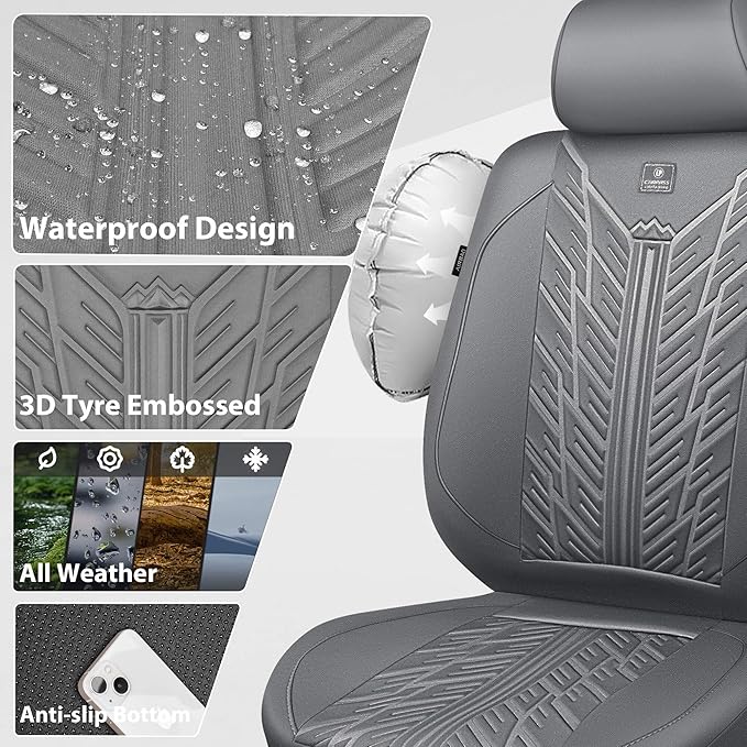 CAR PASS Waterproof Neoprene Seat Covers Full Sets, Wetsuit Car Seat Covers,All-Weather Non-Slip Durable,Universal Fit for Va