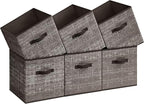 SONGMICS Storage Cubes, 13-Inch Non-Woven Fabric Bins with Double Handles, Set of 6, Closet Organizers for Shelves, Foldable,